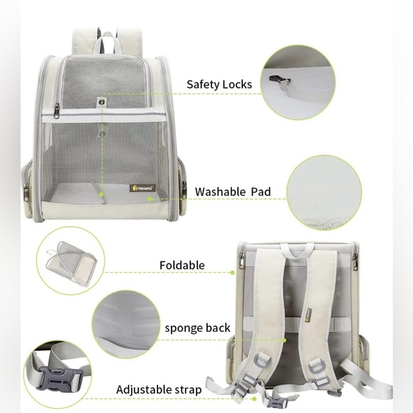 Texsens Pet Backpack Carrier for Small Cats or Dogs. Beige.Like new, never use. - Picture 5 of 6